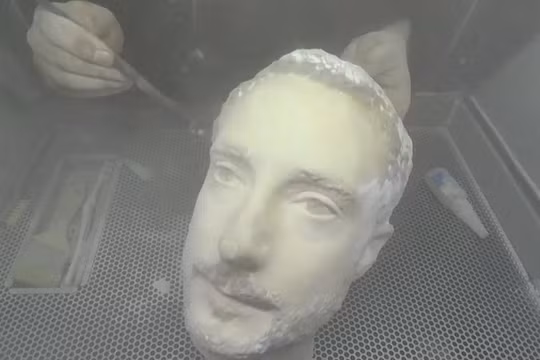 Chiếc đầu giả làm từ máy in 3D trong thử nghiệm của Forbes. 