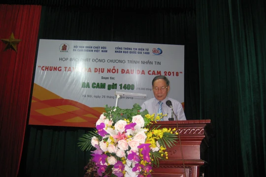 Thượng tướng Nguyễn Văn Rinh - Chủ tịch Hội Nạn nhân Chất độc Dacam/Dioxin Việt Nam phát biểu tại buổi lễ