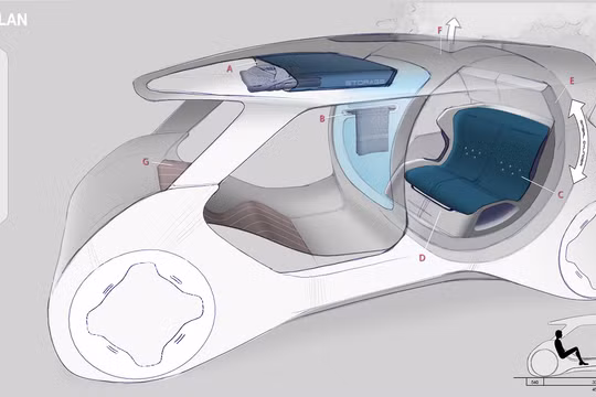 Bản phác thảo “xe hơi” có chứa bồn tắm của Hanbeom Lee. Ảnh: Carcoops