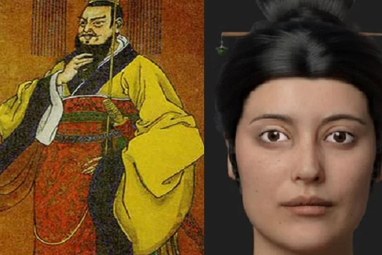 Bức chân dung khuôn mặt được tái tạo của một cô gái được cho là ái phi của Tần Thủy Hoàng.