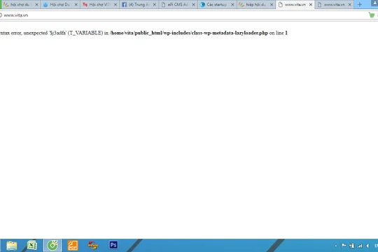 Trang web www.vita.vn của Hiệp hội Du lịch Việt Nam hoàn toàn không truy cập được. Ảnh chụp màn hình lúc 16h30 ngày 26/3/2018
