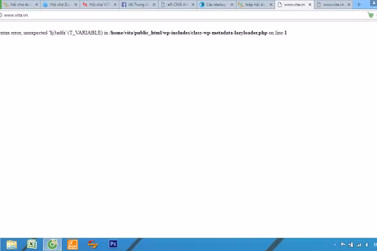 Trang web www.vita.vn của Hiệp hội Du lịch Việt Nam hoàn toàn không truy cập được. Ảnh chụp màn hình lúc 16h30 ngày 26/3/2018