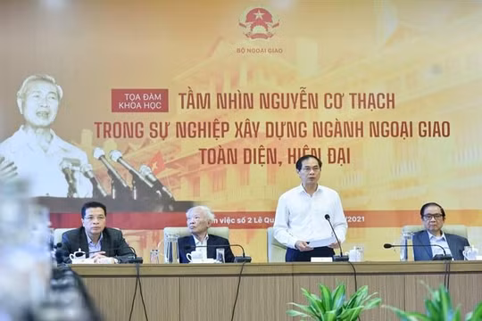 Hội thảo tại BNG nhân kỷ niệm 100 ngày sinh cố Ngoại trưởng Nguyễn Cơ Thạch. Ảnh Bộ Ngoại giao.