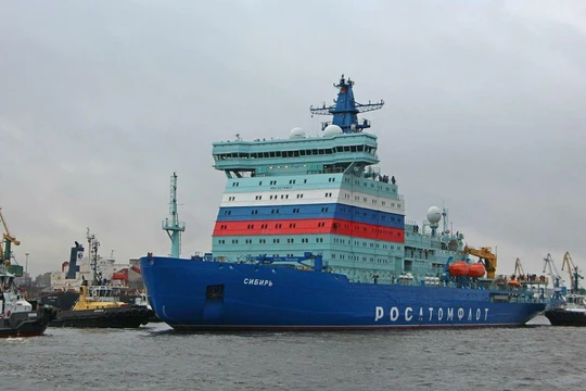 Nga bắt đầu chạy thử tàu phá băng chạy bằng năng lượng hạt nhân Sibiria (Ảnh: RIA)