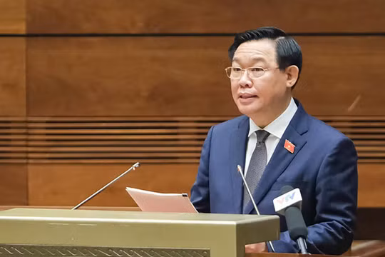 Chủ tịch Quốc hội Vương Đình Huệ phát biểu tại hội nghị (ảnh Lê Bảo/SKDS)