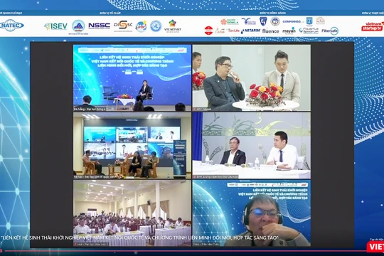 Các điểm cầu trực tuyến tại sự kiện “Liên kết Hệ sinh thái Khởi nghiệp Việt Nam kết nối quốc tế và Chương trình liên minh đổi mới, hợp tác sáng tạo” diễn ra ngày 30/9