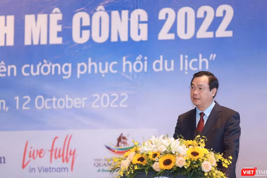 Ông Nguyễn Trùng Khánh - Tổng Cục trưởng Tổng cục Du lịch, Bộ VH-TT&DL Việt Nam phát biểu tại Diễn đàn Du lịch Mê Công 2022 tổ chức tại Quảng Nam