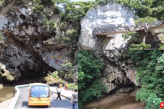 Cổng trời hay còn gọi là Hang Gợp tại khu du lịch Cổng trời Đông Giang (Quảng Nam) trước khi được đầu tư (ảnh nhỏ) và hiện tại