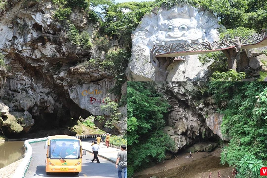 Cổng trời hay còn gọi là Hang Gợp tại khu du lịch Cổng trời Đông Giang (Quảng Nam) trước khi được đầu tư (ảnh nhỏ) và hiện tại