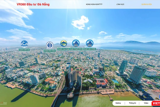 Giao diện Bản đồ số về các dự án kêu gọi đầu tư vào TP Đà Nẵng trên nền tảng thực tế ảo tại địa chỉ https://vr360.com.vn/projects/xuc-tien-dau-tu/.
