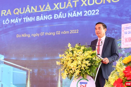 Ông Lê Trung Chinh – Chủ tịch UBND TP Đà Nẵng phát biểu tại lễ ra quân đầu năm mới 2022 diễn ra sáng ngày 7/2 tại Khu Công nghệ thông tin tập trung Đà Nẵng