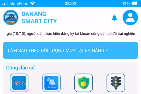 Ứng dụng Danang Smart City vừa được tích hợp tính năng “Theo dõi lượng mưa” bên trong ứng dụng "Phòng chống thiên tai"