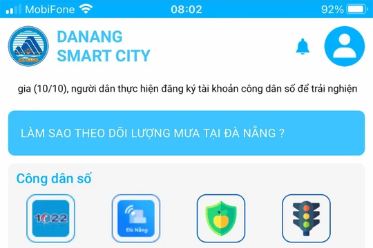 Ứng dụng Danang Smart City vừa được tích hợp tính năng “Theo dõi lượng mưa” bên trong ứng dụng "Phòng chống thiên tai"