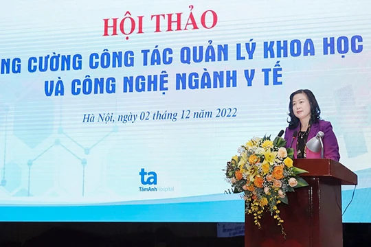 Bộ trưởng Bộ Y tế Đào Hồng Lan phát biểu tại hội thảo (ảnh https://moh.gov.vn/)