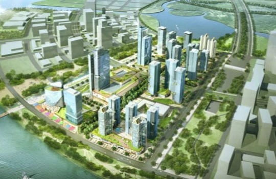 Phối cảnh khu phức hợp "thành phố thông minh" - Thủ Thiêm Eco Smart City trong Khu đô thị mới Thủ Thiêm. 