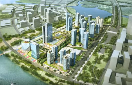 Phối cảnh khu phức hợp "thành phố thông minh" - Thủ Thiêm Eco Smart City trong Khu đô thị mới Thủ Thiêm. 