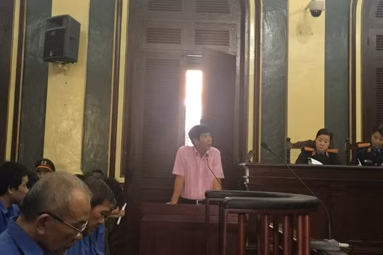 Ông Bình trình bày trước phiên tòa về qui định riêng của Agribank liên quan đến quyền nâng phán quyết cho vay