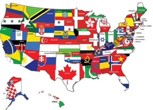 Bản đồ thể hiện quy mô kinh tế tiểu bang Mỹ với các quốc gia trên thế giới. Nguồn: Howmuch