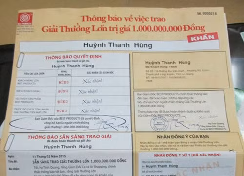 Bản thông báo ông Hùng nhận được