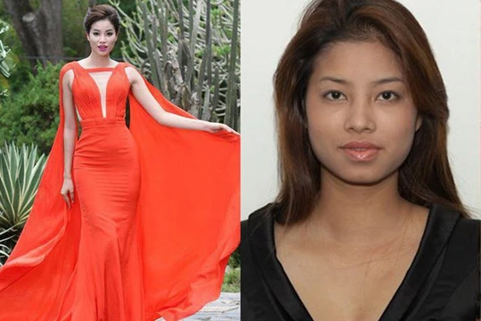 Hoa hậu Phạm Hương hiện tại và Phạm Hương cách nay 4 - 5 năm (phải) - Ảnh: Sơn Collection , T.L