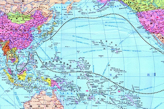 Tấm bản đồ 251 đoạn gần như bao trọn toàn bộ Thái Bình Dương