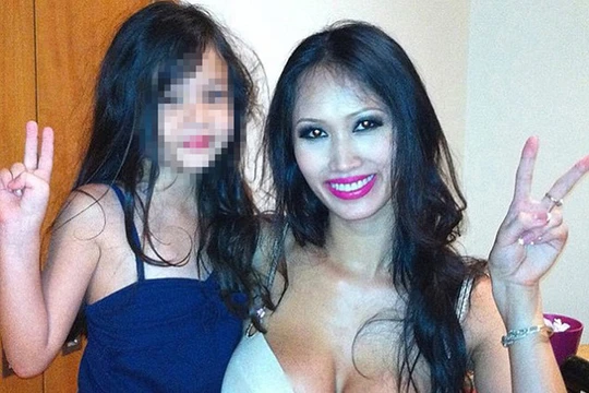 Người mẫu Playboy gốc Việt Angie Vũ Hà và con gái - Ảnh: Instagram NV