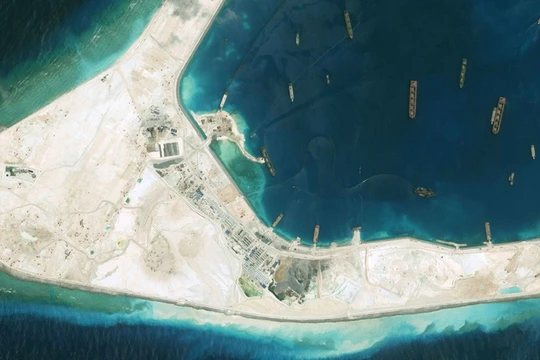 Một góc Đá Subi ở quần đảo Trường Sa bị Trung Quốc bồi lấp, xây đảo nhân tạo phi pháp