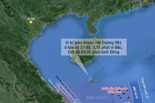 Vị trí giàn khoan Hải Dương 981 
