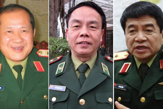 Từ trái qua: Ông Bế Xuân Trường - Thứ trưởng Bộ Quốc phòng, ông Võ Trọng Việt - Thứ trưởng Bộ Quốc phòng và ông Võ Văn Tuấn - Phó Tổng tham mưu trưởng QĐND Việt Nam