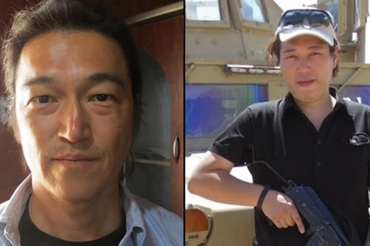 Hai con tin người Nhật bị phiến quân IS bắt cóc và đòi tiền chuộc, Kenji Goto (trái) và Haruna Yukawa - Ảnh: CNN