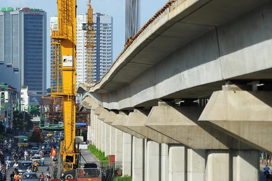 Một đoạn công trình đường sắt Cát Linh - Hà Đông - Ảnh: Nguyễn Khánh