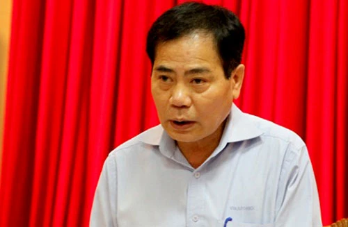 Ông Nguyễn Thế Trung trong cuộc họp báo Thành ủy Hà Nội tháng 5/2014.