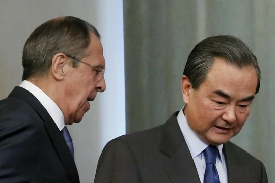 Vương Nghị và Lavrov trong cuộc họp báo tại Moscow hôm 18/4