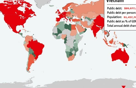 Đầu giờ chiều ngày 3/5 nợ công của Việt Nam đang ở mức 89.077 tỷ USD. Ảnh chụp màn hình