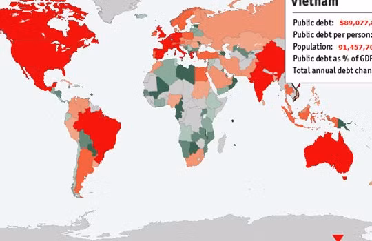 Đầu giờ chiều ngày 3/5 nợ công của Việt Nam đang ở mức 89.077 tỷ USD. Ảnh chụp màn hình