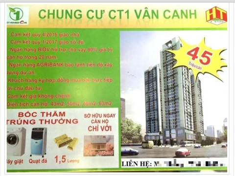 Một rao bán căn hộ chung cư khá mập mờ, "45 triệu/căn" khiến nhiều người giật mình. (Ảnh chụp màn hình website đăng tin rao bán)
