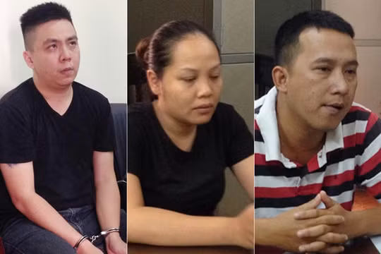 Các đối tượng bị bắt giữ tại CQĐT. Từ trái qua: Leong, Cúc, Trung - Ảnh: Ngọc Lê