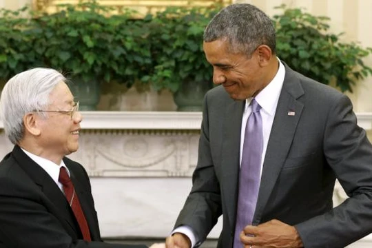 Tổng thống Obama đón tiếp Tổng Bí thư Nguyễn Phú Trọng tại Nhà Trắng trong chuyến thăm Mỹ năm 2015