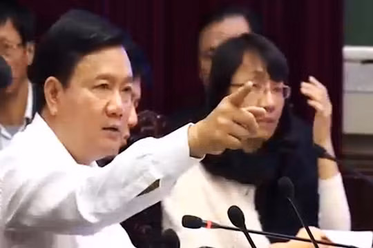 Bộ trưởng Đinh La Thăng tại buổi họp - Ảnh: VTV