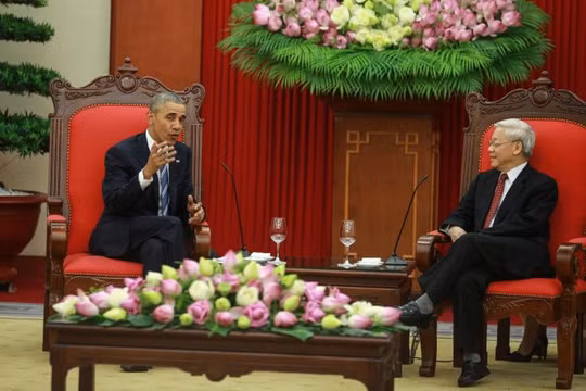 Tổng Bí thư Nguyễn Phú Trọng và Tổng thống Obama tại Trụ sở Văn phòng Trung ương Đảng