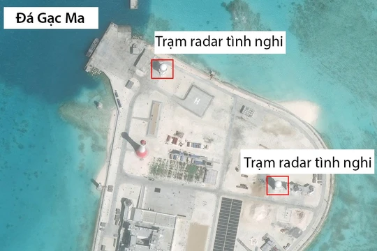 Đá Gạc Ma tại quần đảo Trường Sa đã bị Trung Quốc biến thành đảo nhân tạo phi pháp với các công trình quân sự