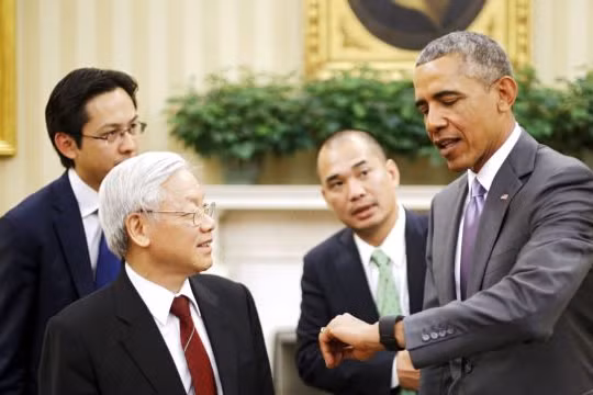 Tổng Bí thư Nguyễn Phú Trọng và Tổng thống Obama tại Nhà Trắng trong chuyến thăm Mỹ lịch sử tháng 7/2015