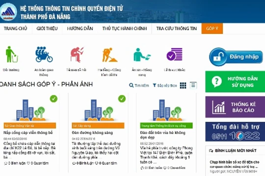Giao diện của trang gopy.dangnang.gov.vn, địa chỉ để người dân và du khách phản ánh các vấn đề xã hội liên quan đến TP Đà Nẵng.