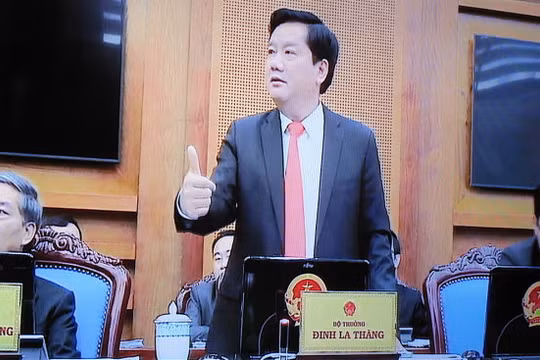 Bộ trưởng Đinh La Thăng phát biểu tại phiên họp - Ảnh: V.V.T.