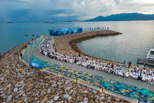 Đạo diễn chương trình đã biến cầu tàu dẫn ra bến du thuyền của thành phố bán đảo thương mại du lịch thông minh đẳng cấp quốc tế MerryLand Quy Nhơn thành một sàn catwalk ấn tượng hiếm thấy.