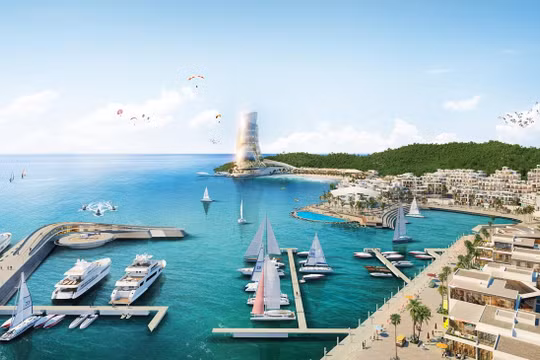 Hon Thom Paradise Island - siêu tổ hợp giải trí - nghỉ dưỡng - đầu tư đang được phát triển. Ảnh phối cảnh minh họa Sun Property