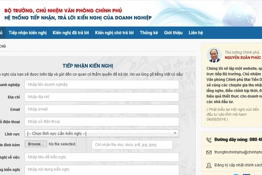 Những kiến nghị, thắc mắc của doanh nghiệp đều được trả lời giải đáp nhanh chóng và đầy đủ tại địa chỉ http://doanhnghiep.chinhphu.vn/ 