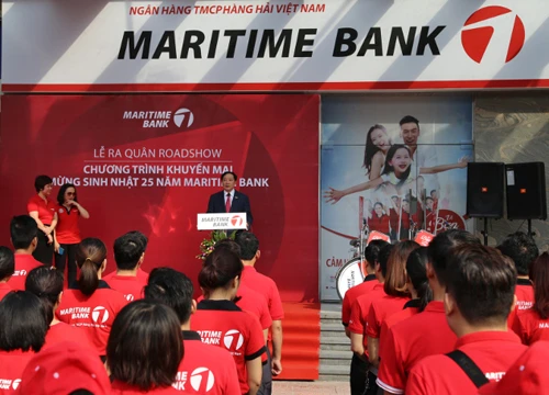 Ông Trần Anh Tuấn - Chủ tịch Maritime Bank phát biểu tại roadshow mừng sinh nhật 25 năm của ngân hàng vào đầu tháng 8.