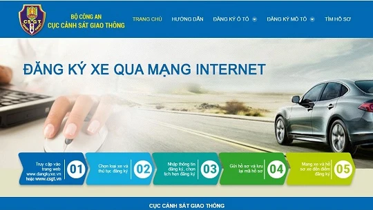 Các bước đăng ký xe qua mạng internet