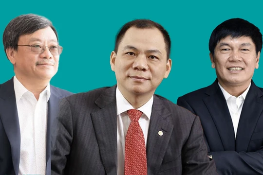 Từ trái qua phải: ông Nguyễn Đăng Quang, Phạm Nhật Vượng, Trần Đình Long